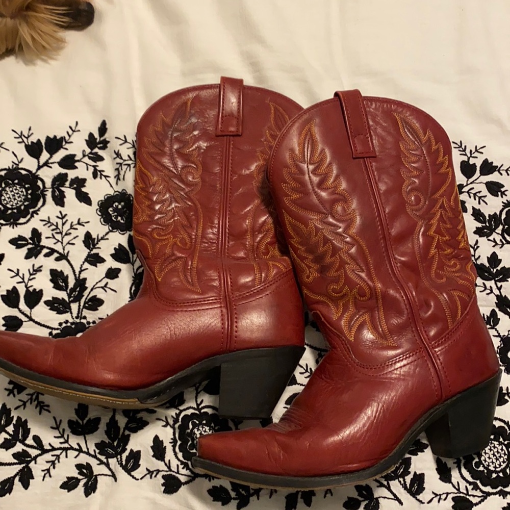 Red western boots